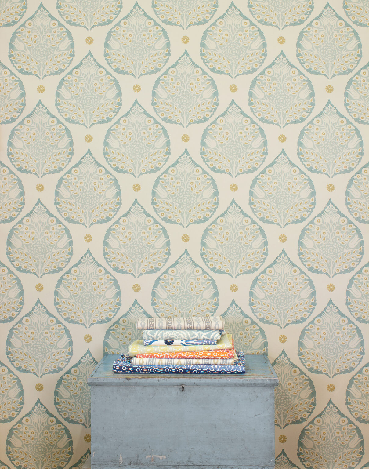 Lotus Wallpaper in Aqua - Galbraith & Paul