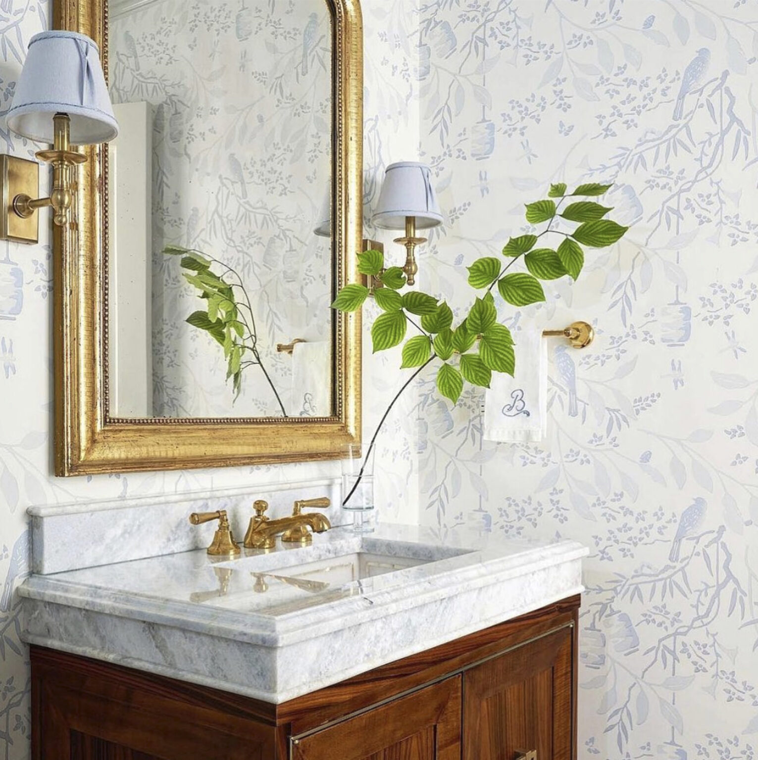 Sumi Wallpaper in Tin - Bathroom - Galbraith & Paul